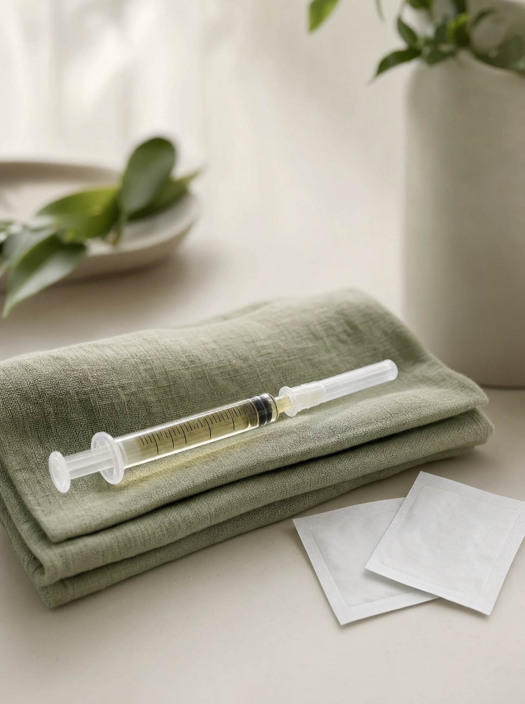 A Range pre-filled syringe with alcohol swabs