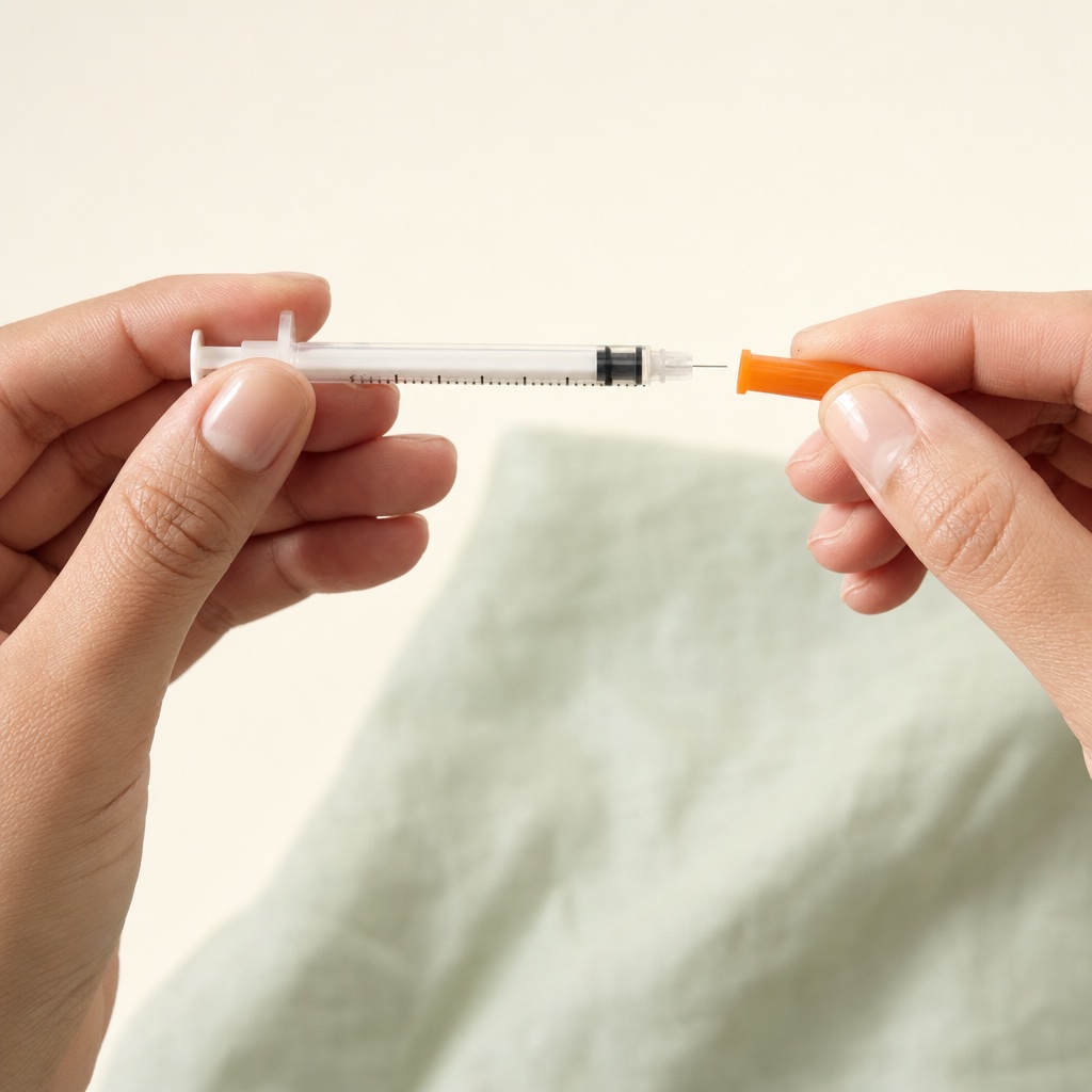 Pulling the cap straight off a pre-filled syringe